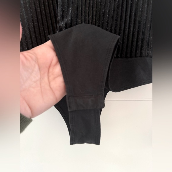 Guess Shimmer & Ribbed Open Back Bodysuit, size medium. - Picture 6 of 8